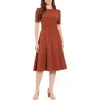 London Times Women's 3/4-sleeve Pleated Fit & Flare Dress In Brown