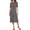 London Times Short Sleeve Inset Waist Fit & Flare Midi Dress In Multi