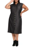 London Times Side Ruched Stretch Denim Midi Dress In Black