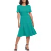 London Times Side Tab Fit & Flare Dress