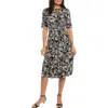 London Times Side Tie Jersey Midi Dress In Black
