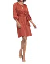 London Times Side Tie Keyhole Fit And Flare Dress In Sparkle Spice In Orange
