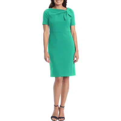 London Times Side Tie Sheath Dress In Katydid Green