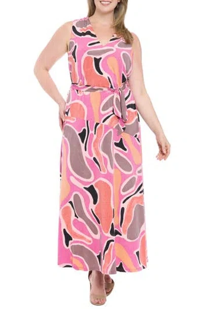 London Times Sleeveless Asymmetric Maxi Dress