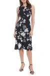 London Times Sleeveless Keyhole Midi Dress In Black Ivory