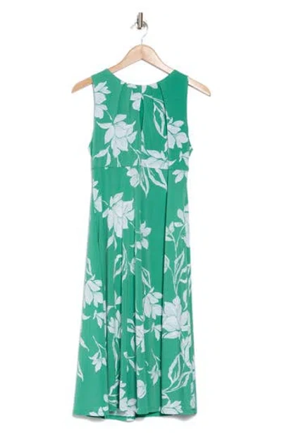 London Times Sleeveless Keyhole Midi Dress In Green Ivory