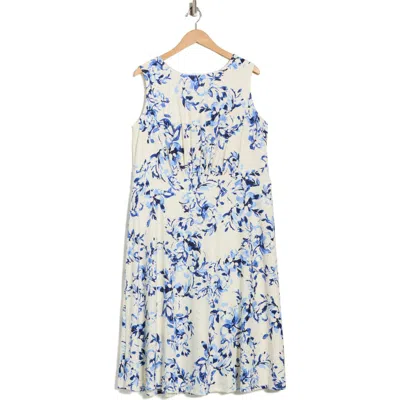 London Times Sleeveless Midi Dress In White