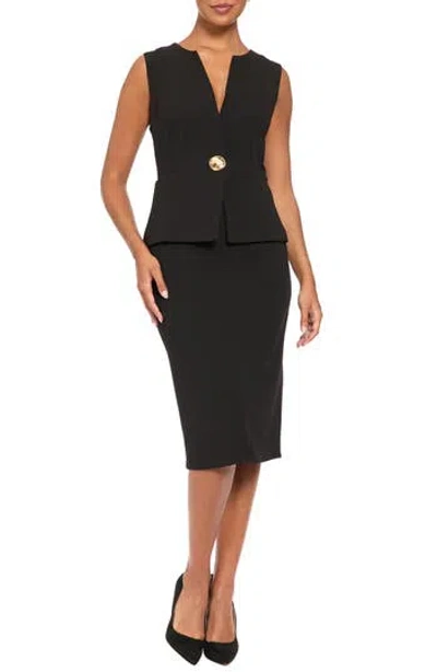 London Times Sleeveless Peplum Sheath Dress In Black