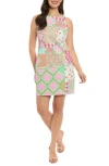 London Times Shift Dress In White/pink