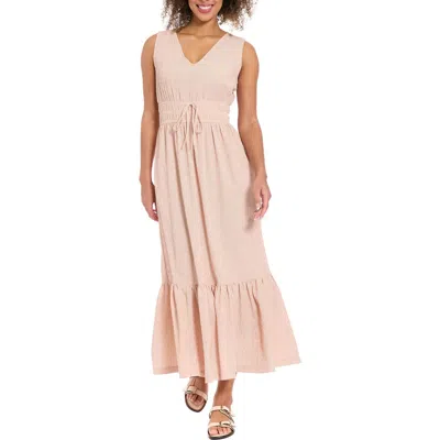 London Times Sleeveless Tiered Maxi Dress In Pink