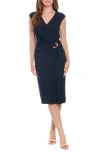 London Times Sleeveless Twisted Waist Midi Dress In Navy