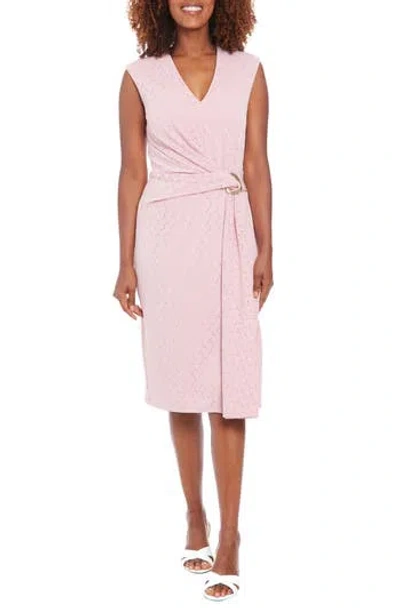 London Times Sleeveless Twisted Waist Midi Dress In Shell Pink