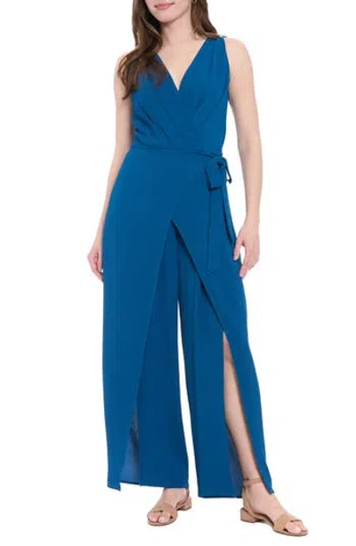 LONDON TIMES LONDON TIMES SOLID SIDE TIE JUMPSUIT
