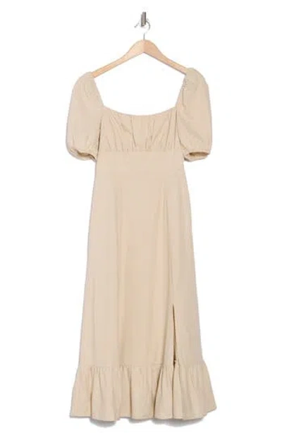 London Times Square Neck Maxi Dress In Beige