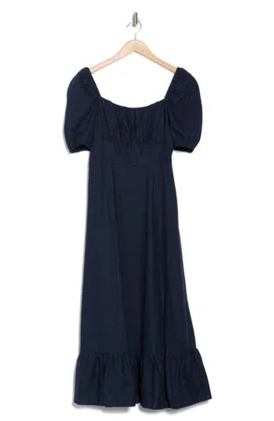 London Times Square Neck Maxi Dress In Navy
