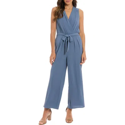 London Times Surplice Pleated Jumpsuit In Multi