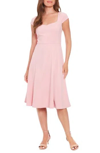 London Times Petite Sweetheart-neck Cap-sleeve Dress In Shell Pink