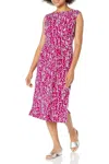 London Times T6872w Short Midi Length Cocktail Plus Size Dress In Pink