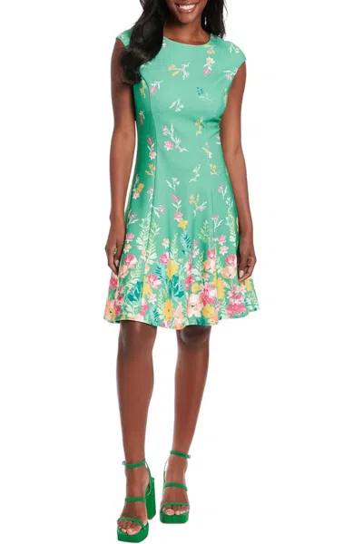 London Times T7431m Short Printed Homecoming Cocktail Dress In Green