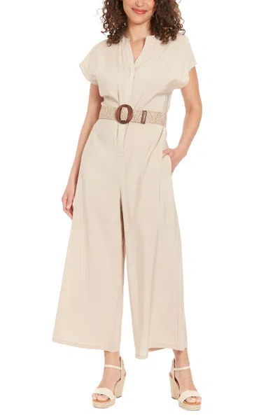 London Times T7538m Long Belted Formal Jumpsuit In Neutral