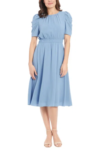 London Times T7542m Short Cocktail Midi Length Dress In Blue