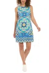 London Times T7928m Short Cocktail Printed Mini Dress In Multi