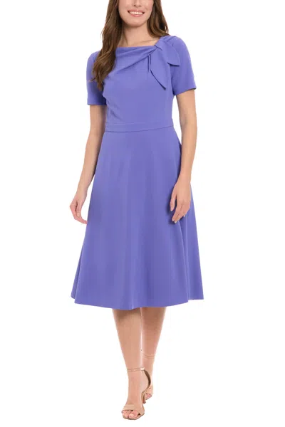London Times T8085m Short Cocktail A Line Midi Length Dress In Purple