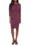 London Times Three-quarter Sleeve Sheath Dress In Eggplant