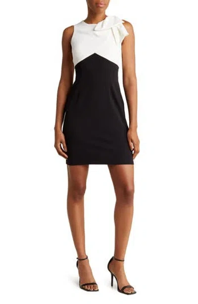 London Times Two-tone Bow Sleeveless Dress In Multi