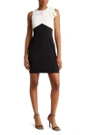 London Times Two-tone Bow Sleeveless Dress In Black/white