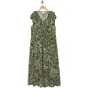 London Times V-neck Flutter Sleeve Maxi Dress In Brown