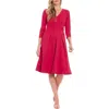London Times V-neck Long Sleeve Crepe Midi Dress In Sangria