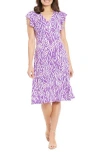 London Times Midi Dress In Purple/white