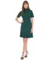London Times Women's Belted Pleated Fit & Flare Dress In Green