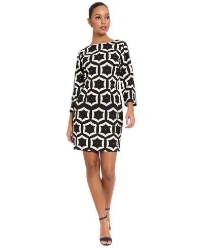 London Times Women's Boatneck Short Sheath Dress In Multi