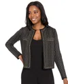 London Times Women's Crewneck Cardigan Sweater In Black
