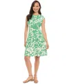 London Times Women's Floral-print Fit & Flare Dress In Ivyltgrn
