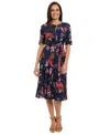 London Times Women's Keyhole Midi Dress In Blue