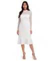 London Times Women's Long-sleeve Illusion Midi Dress In White