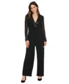 London Times Womens Satin Trim Polyester Jumpsuit In Black