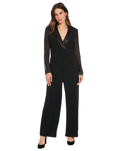 LONDON TIMES WOMEN'S LONG SLEEVES TUXEDO JUMPSUIT