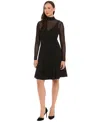 London Times Women's Mock Neck Long-sleeve Dress In Black