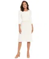 London Times Women's Mock Neck Pleated Dress In Neutral