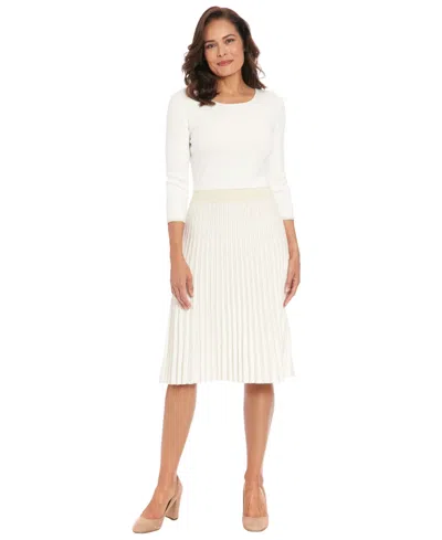 London Times Women's Mock Neck Pleated Dress In Neutral