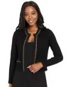 London Times Women's Open Front Cardigan Sweater In Black