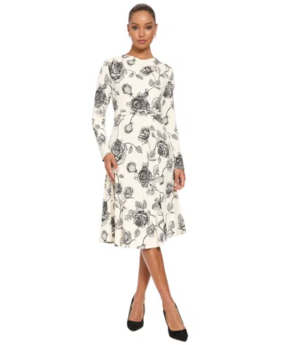 London Times Women's Petite Cowl Neck Fit-and-flare Midi Dress In Multi