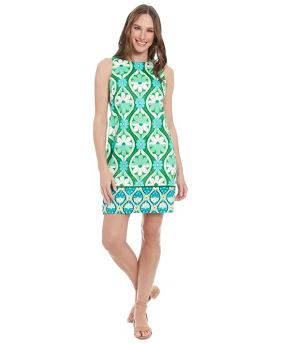 London Times Women's Printed Shift Dress In Med Green