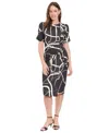London Times Women's Puff-sleeve Midi Dress In Black