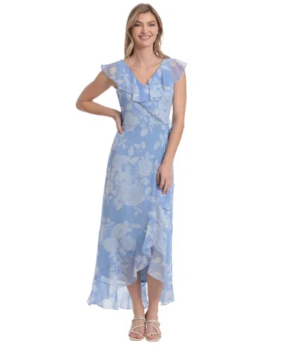 London Times Women's Ruffle Wrap Maxi Dress In Multi