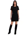 London Times Women's Short-sleeve Mini Dress In Black